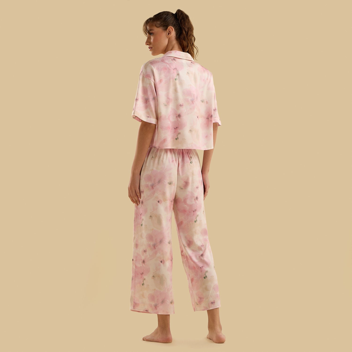 Floral Print Satin Pyjama Set
