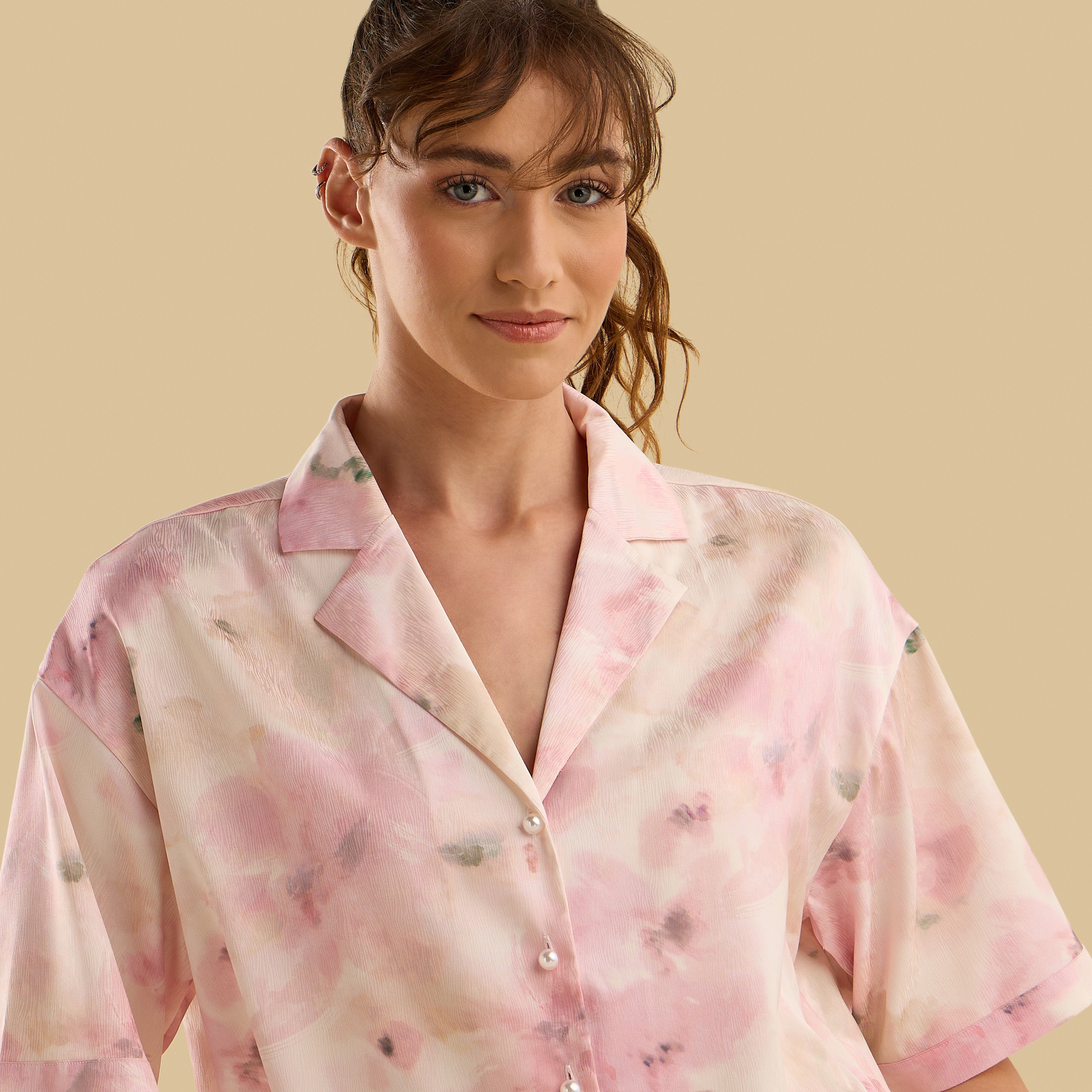 Floral Print Satin Pyjama Set