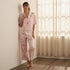 Floral Print Satin Pyjama Set - Pink / XXL