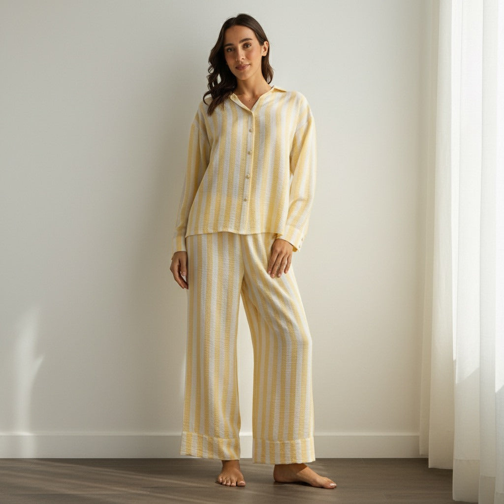 Striped Pyjama Set - Yellow / XXL