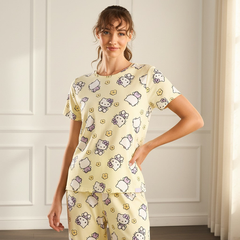 Hello Kitty Print Pyjama Set