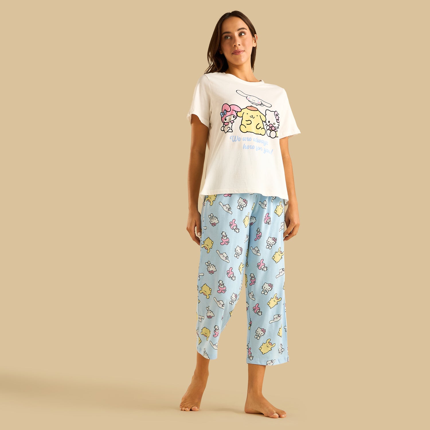 Hello Kitty and Friends Print Cotton Pyjama Set