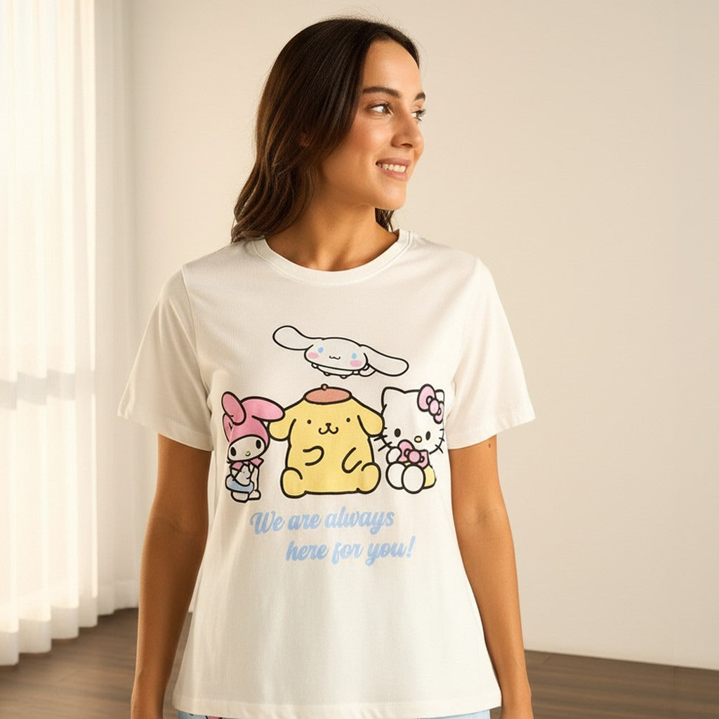 Hello Kitty and Friends Print Cotton Pyjama Set