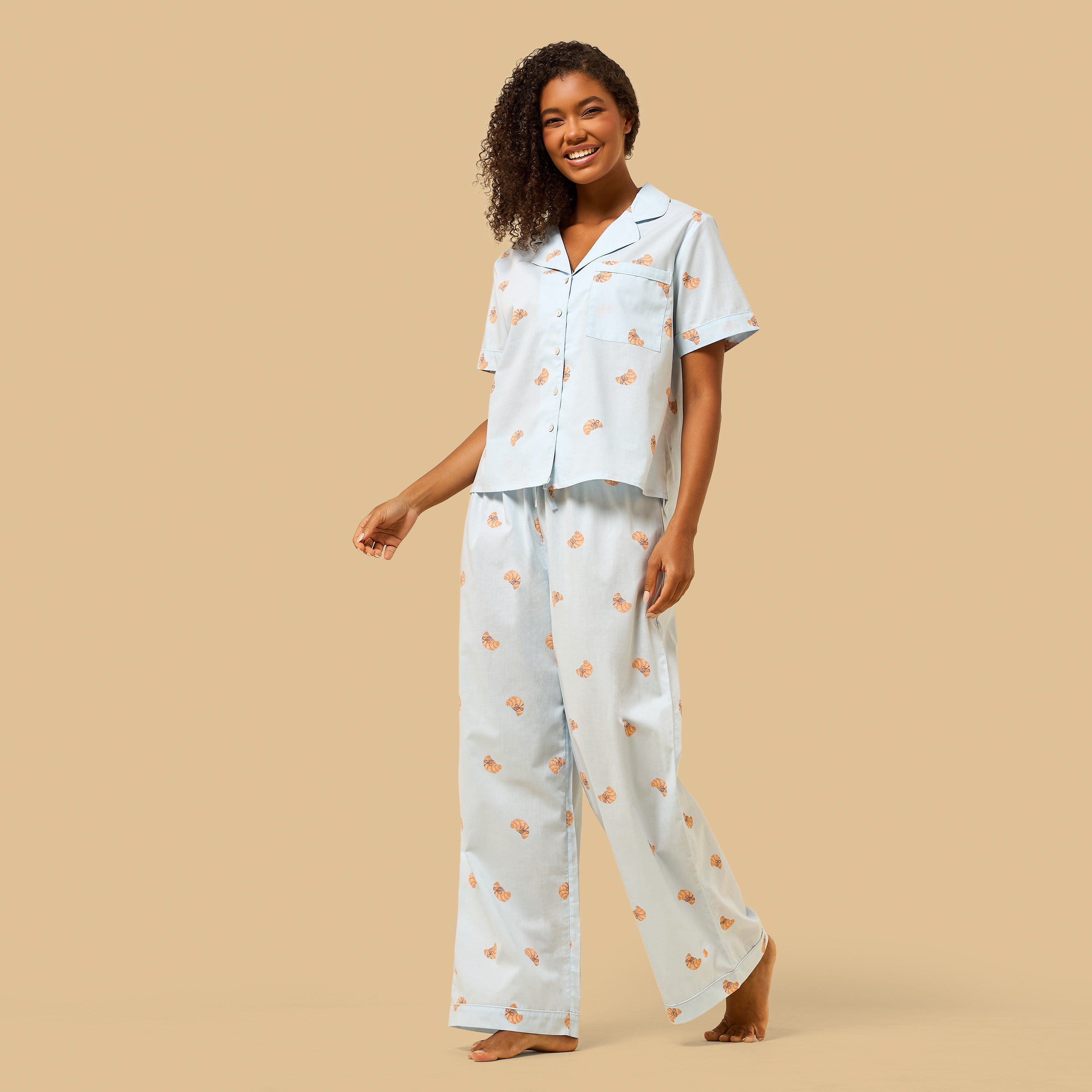 Croissant Print Cotton Pyjama Set