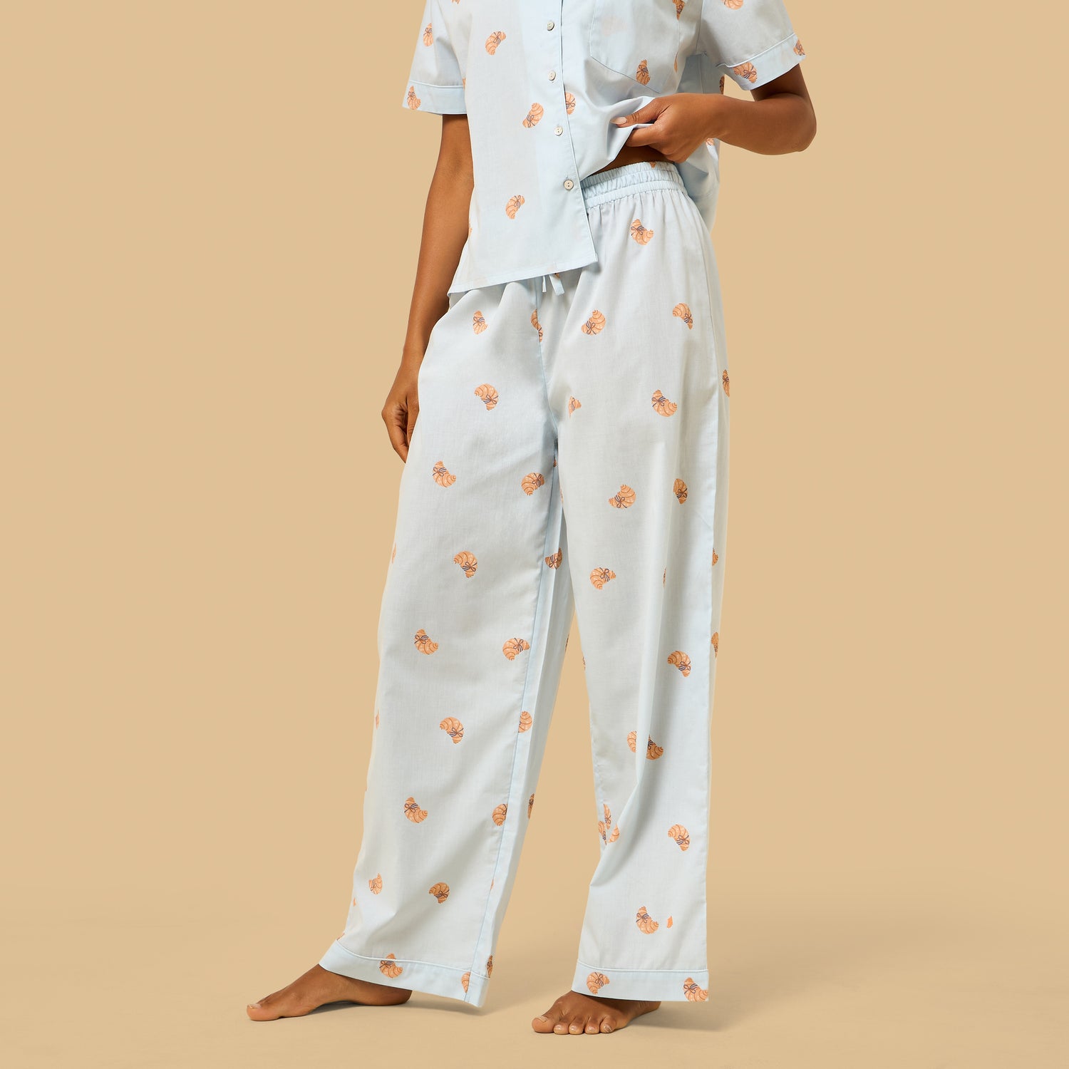 Croissant Print Cotton Pyjama Set