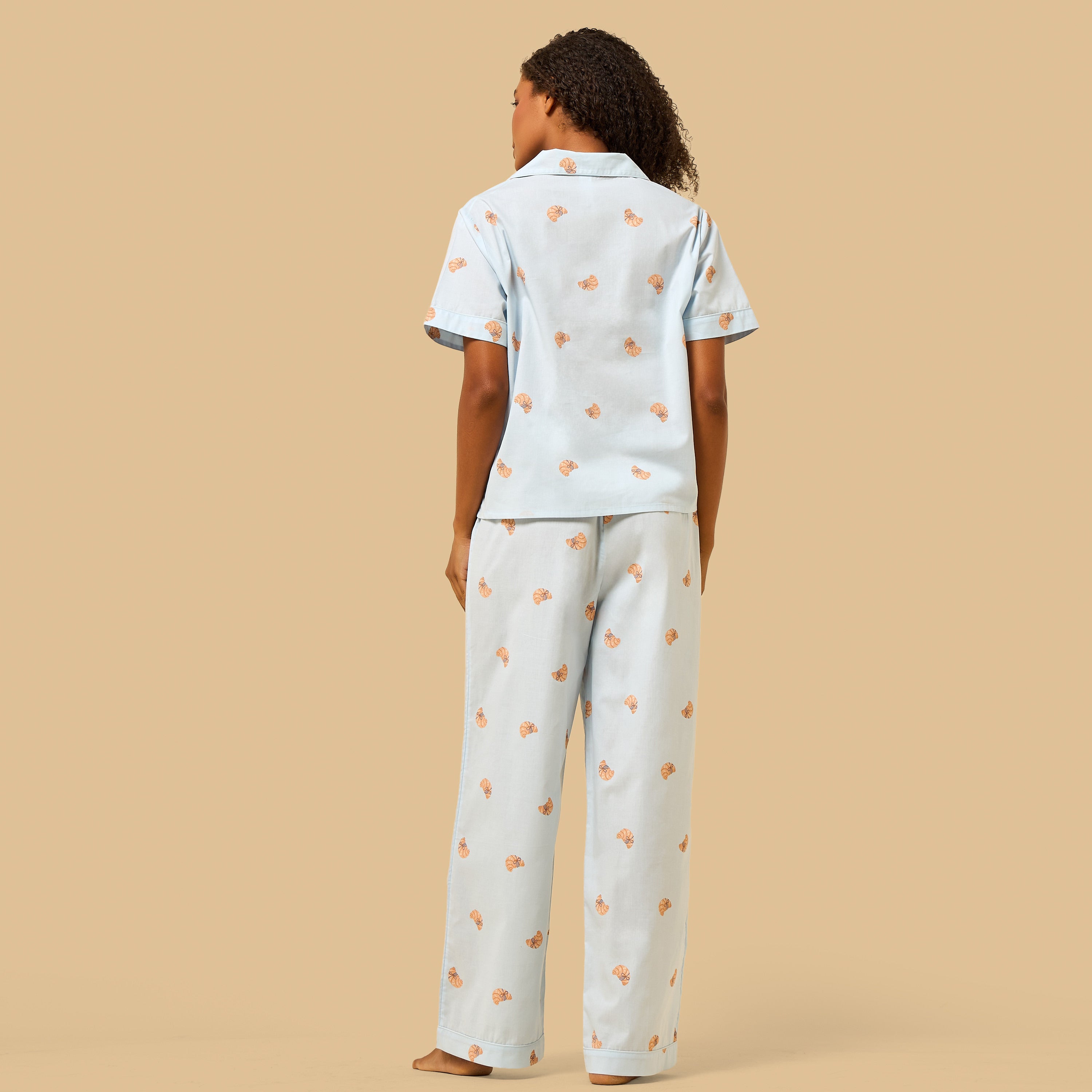 Croissant Print Cotton Pyjama Set