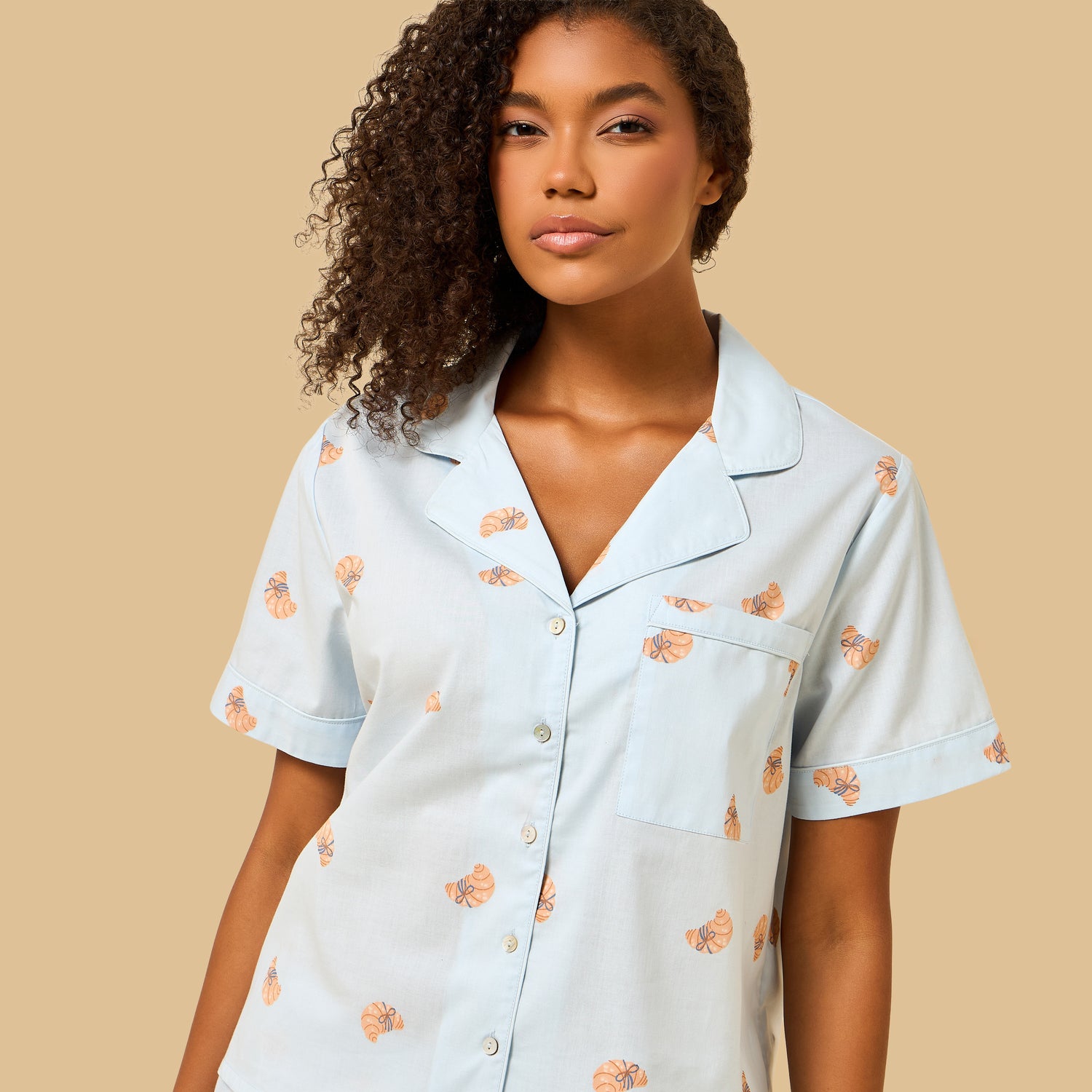 Croissant Print Cotton Pyjama Set
