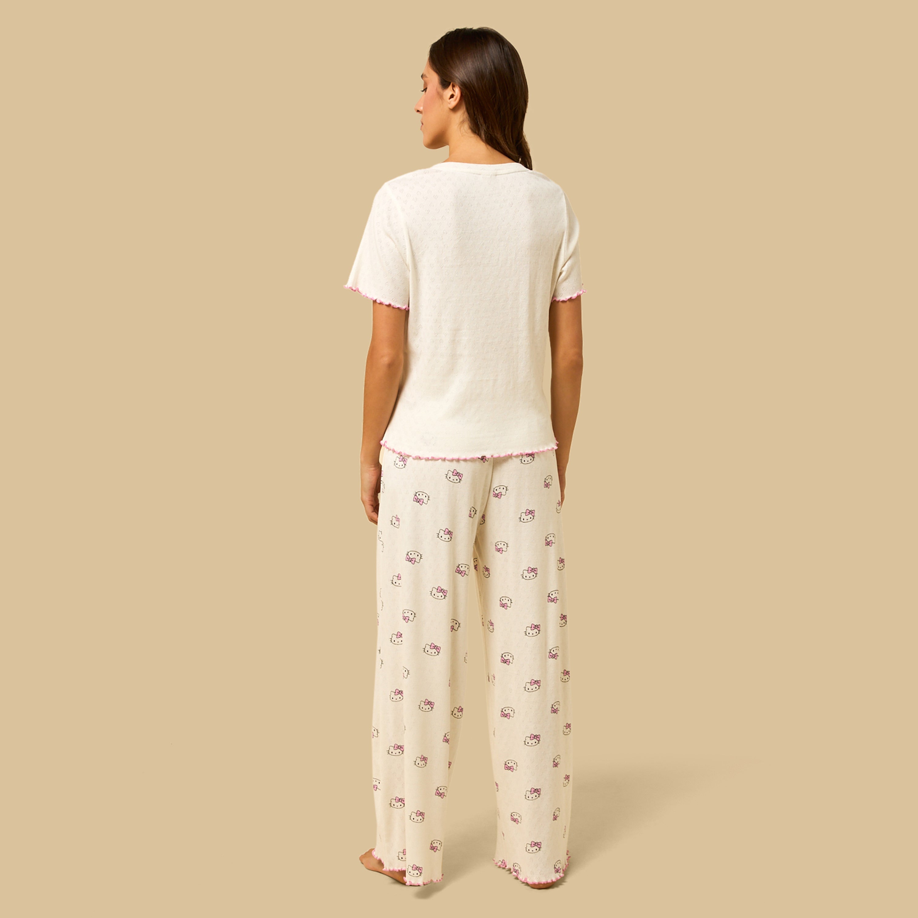 Hello Kitty Print Cotton Pyjama Set