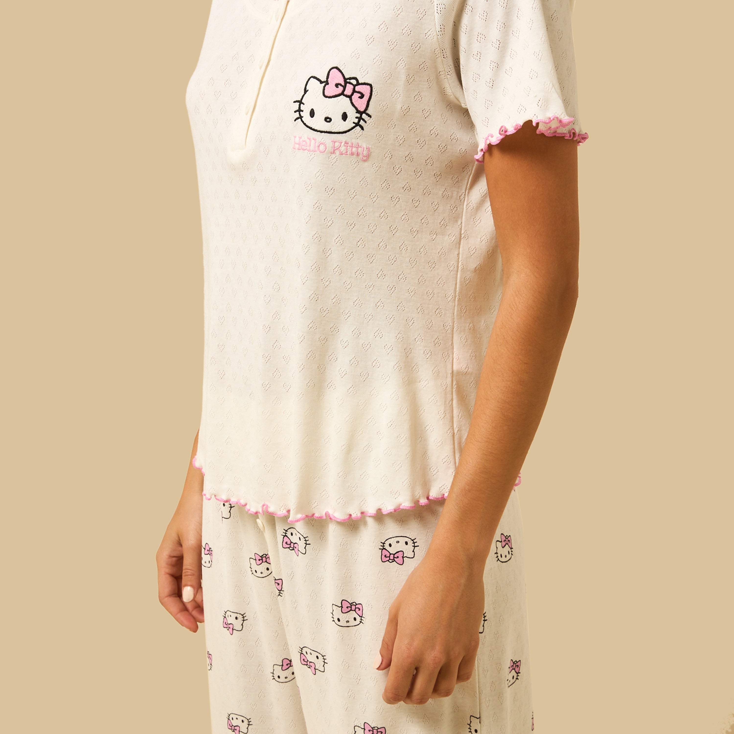 Hello Kitty Print Cotton Pyjama Set