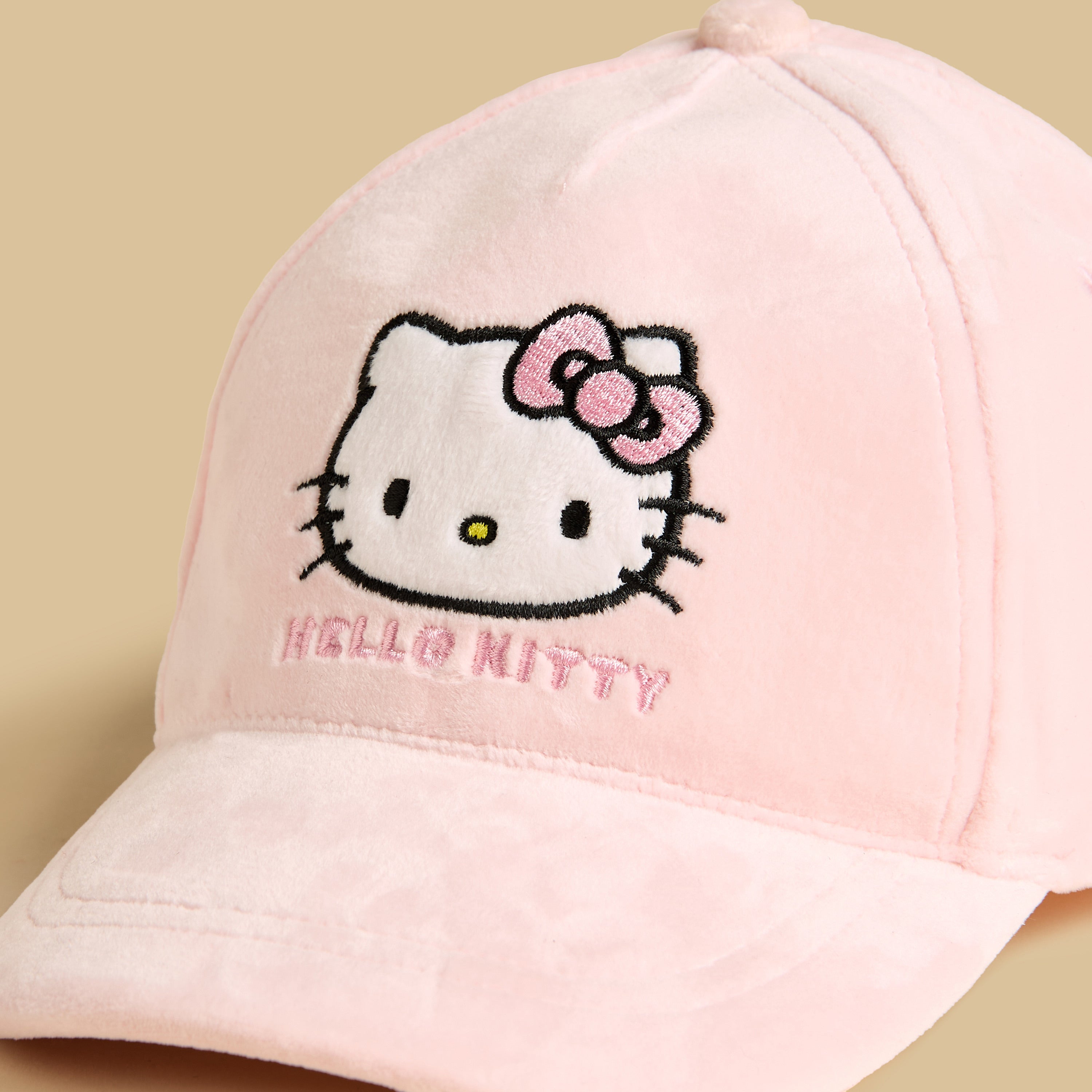 Hello Kitty Embroidered Cap with Hook and Loop Strap Closure