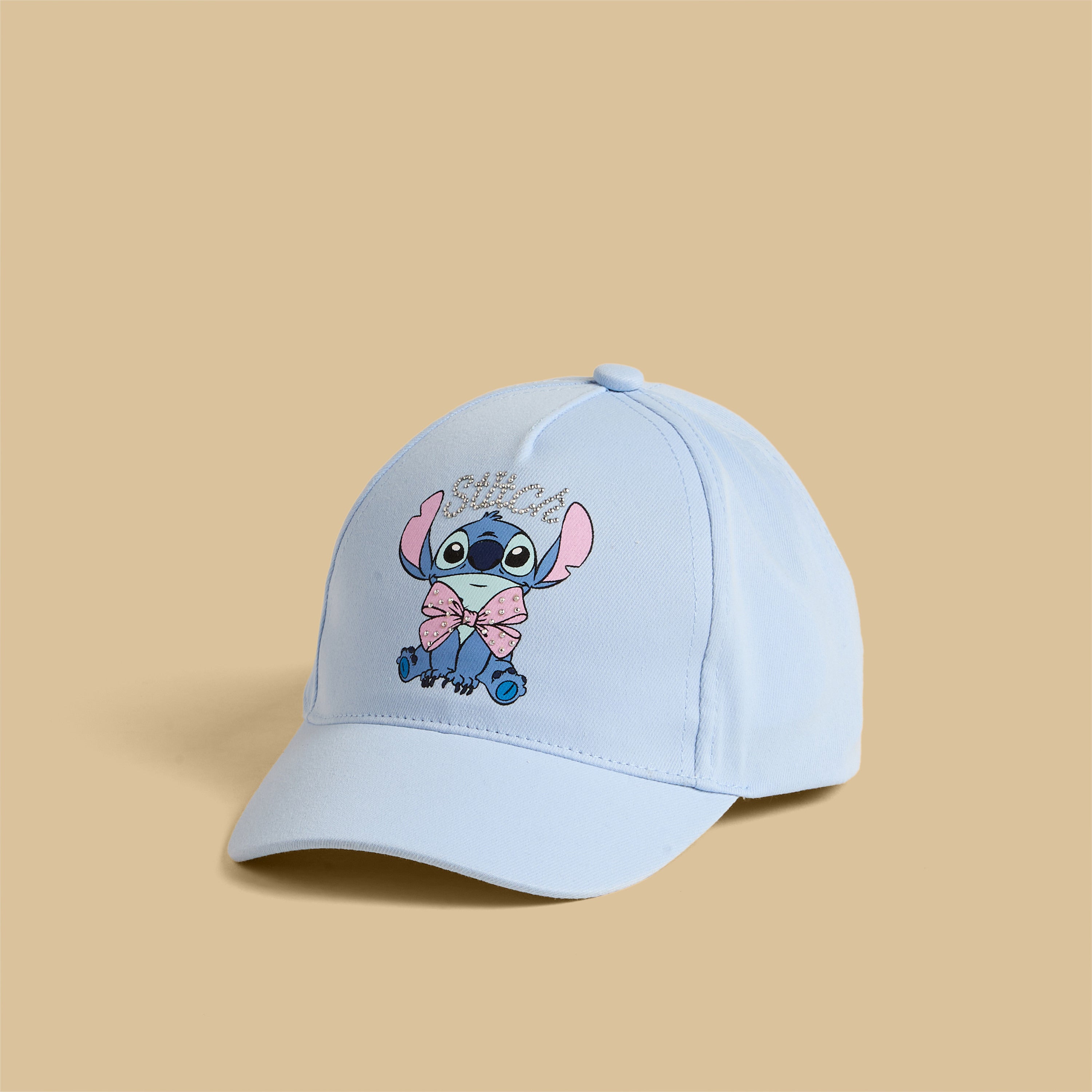 Stitch Print Cap with Hook and Loop Strap Closure - Blue / 1-3 yrs