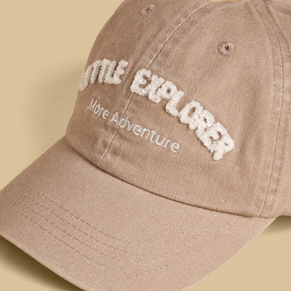 Slogan Embroidered Cap with Hook and Loop Closure