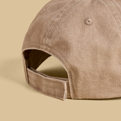 Slogan Embroidered Cap with Hook and Loop Closure