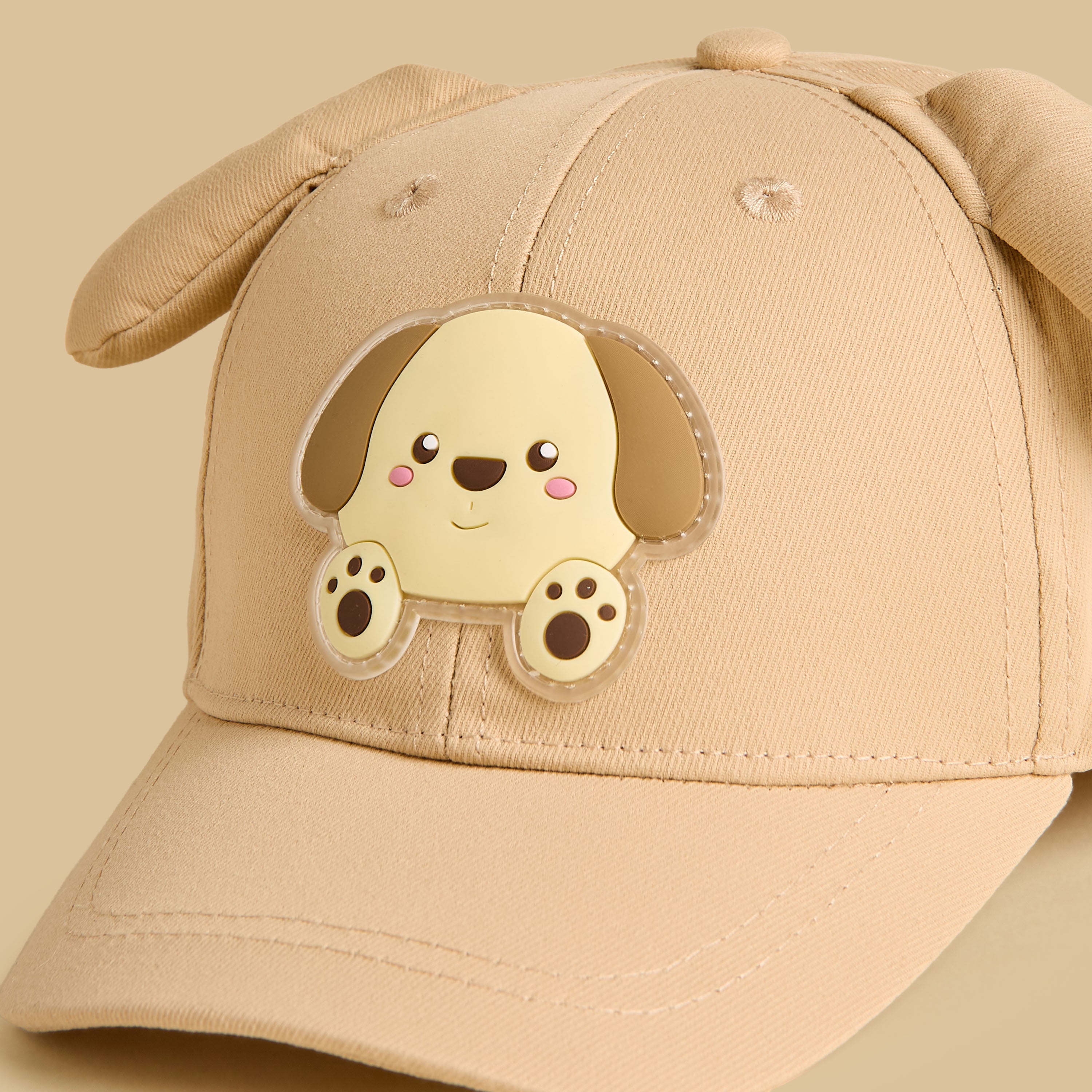 Puppy Applique Cap with Hook and Loop Strap Closure
