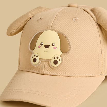 Puppy Applique Cap with Hook and Loop Strap Closure