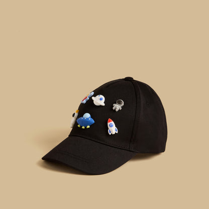 Space Accent Cap with Hook and Loop Strap Closure - Black / 1-3 yrs