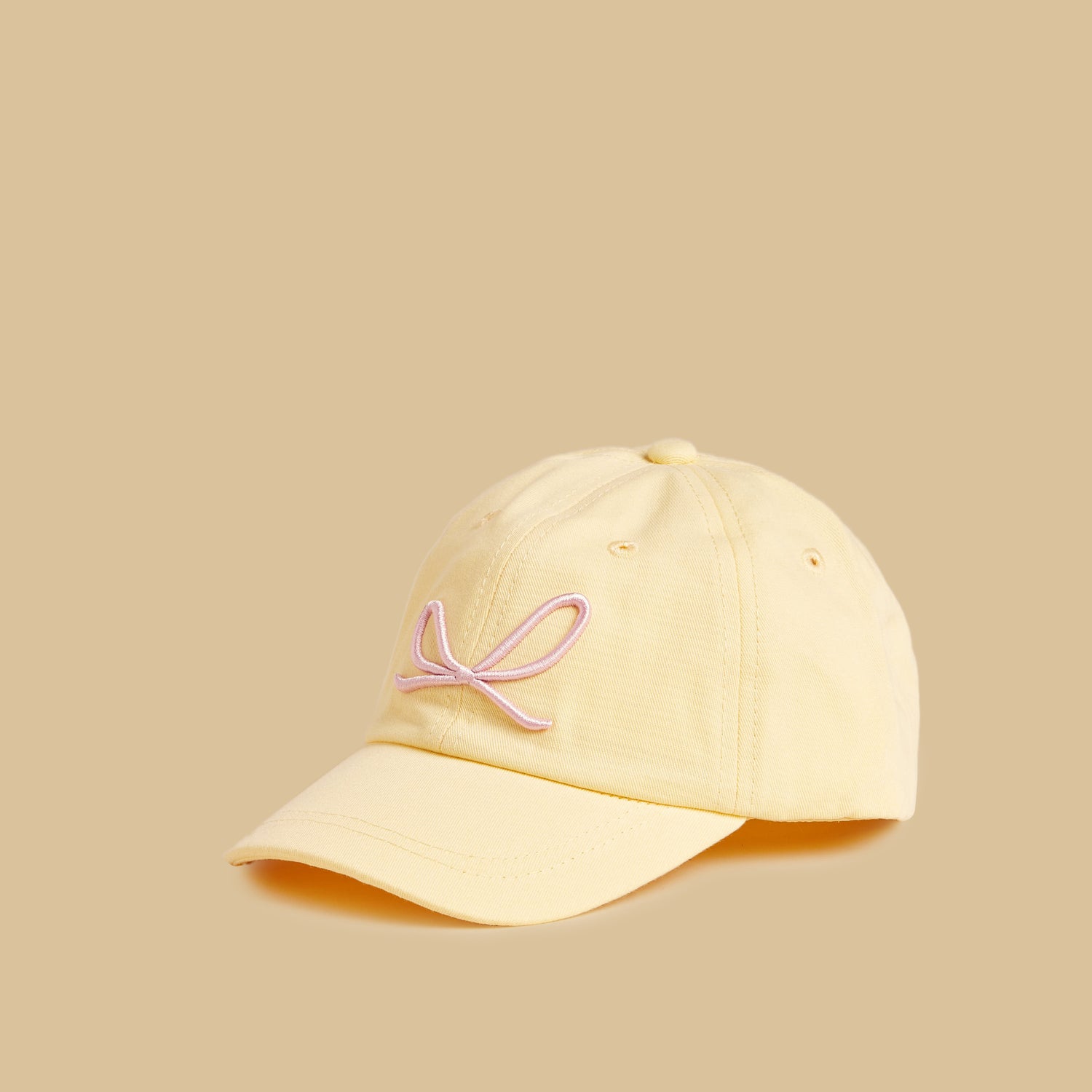 Bow Embellished Cap with Hook and Loop Closure - Yellow / 1-3 yrs
