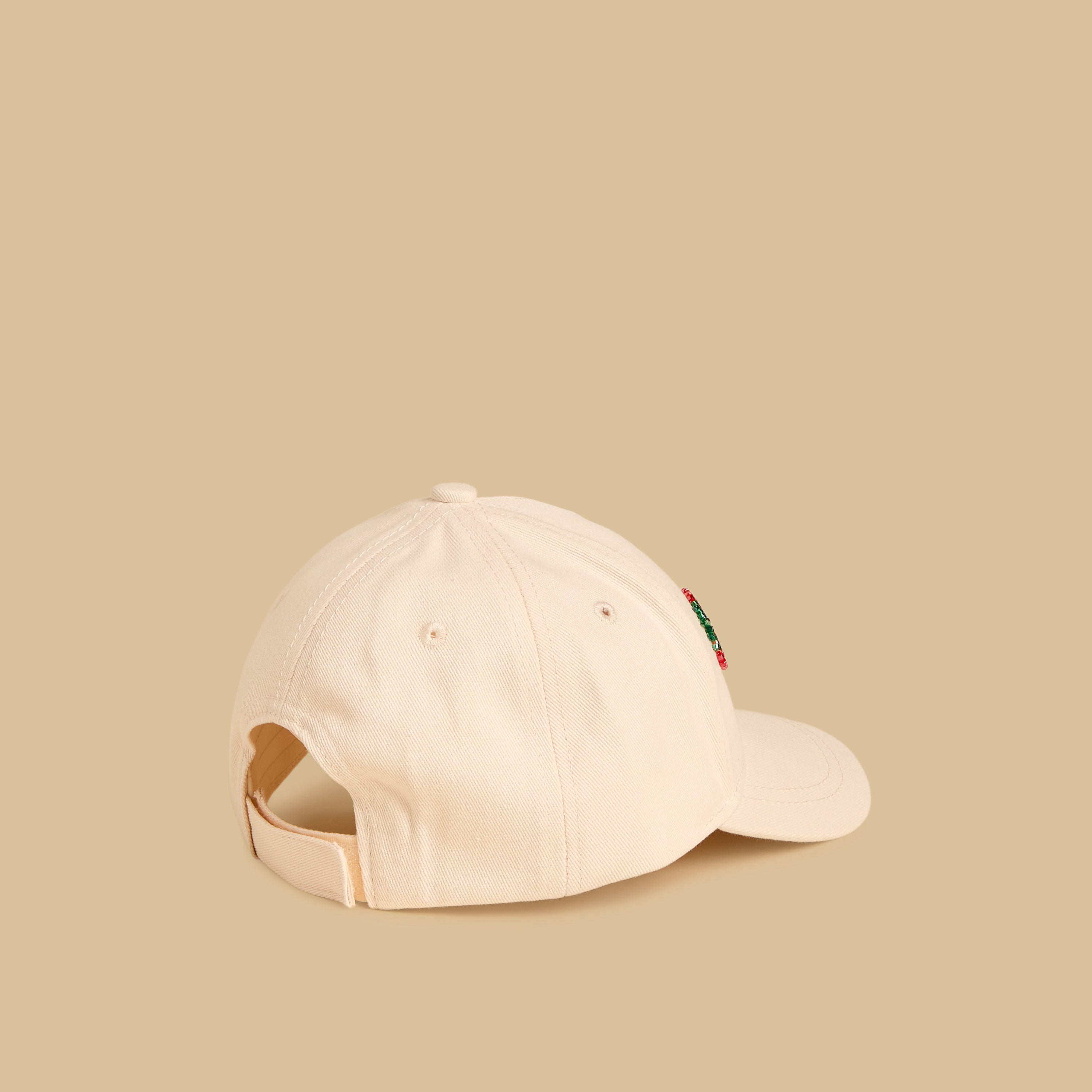 Strawberry Bead Embellished Cap with Hook and Loop Closure