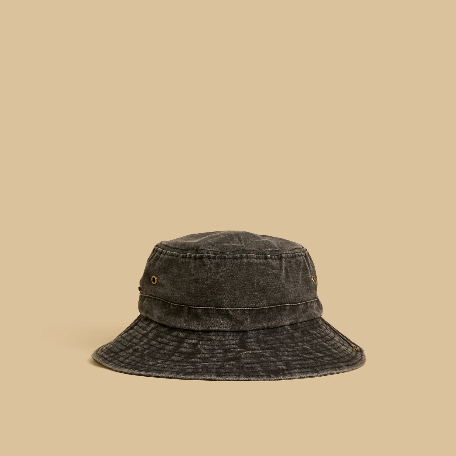 Metallic Eyelet Detail Hat - Black