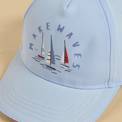Nautical Print Cap with Snap Back Closure