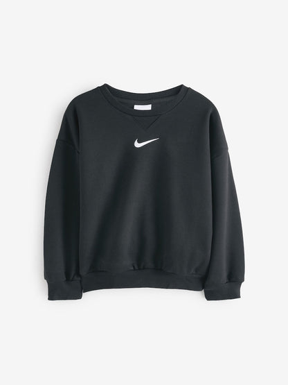 Nike Black Little Kids Essential Marl Crew Tracksuit Set