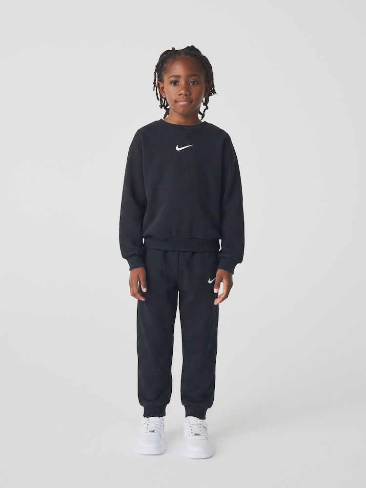 Nike Black Little Kids Essential Marl Crew Tracksuit Set
