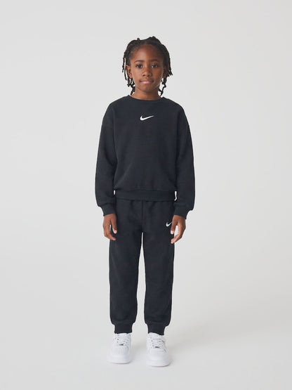Nike Black Little Kids Essential Marl Crew Tracksuit Set