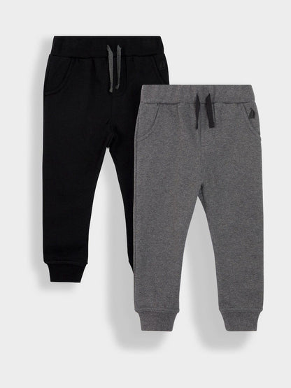 JoJo Maman Bébé Black &amp; Grey Marl 2-Pack Joggers - Size 6-12 Months (68-80cm)