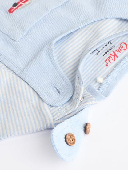 Blue Cath Kidston Baby Corduroy 100% Cotton Dungaree and Bodysuit Set