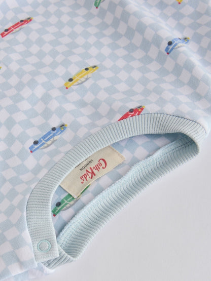 Cath Kidston Blue Checkerboard Transport Baby Sweatshirt and Joggers Set - Size Up to 1 Month (56cm)