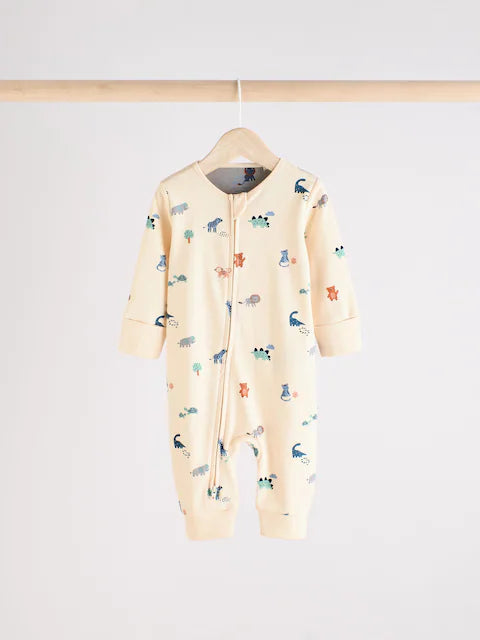 Teal Blue Baby Printed Zip Sleepsuits 3 Pack (0mths-3yrs)
