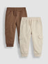 JoJo Maman Bébé Tan Brown & Natural Marl 2-Pack Cargo Joggers - Size 6-12 Months (68-80cm) - Tan Brown & Natural Marl