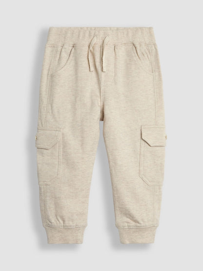 JoJo Maman Bébé Tan Brown &amp; Natural Marl 2-Pack Cargo Joggers - Size 6-12 Months (68-80cm)