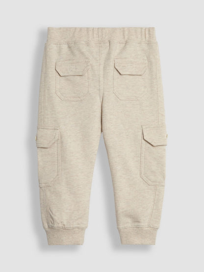 JoJo Maman Bébé Tan Brown &amp; Natural Marl 2-Pack Cargo Joggers - Size 6-12 Months (68-80cm)