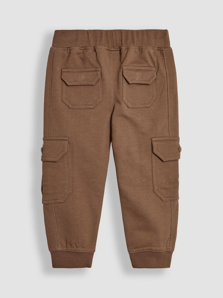 JoJo Maman Bébé Tan Brown &amp; Natural Marl 2-Pack Cargo Joggers - Size 6-12 Months (68-80cm)