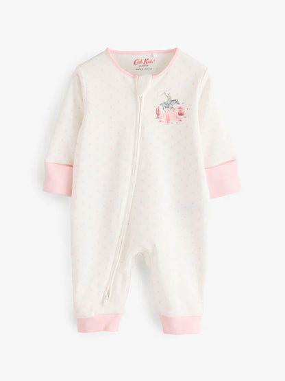 Pink/White Cath Kidston Floral Baby 100% Cotton Sleepsuits 3 Pack