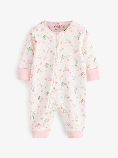 Pink/White Cath Kidston Floral Baby 100% Cotton Sleepsuits 3 Pack