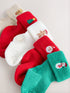 Red/Green Embroidererd Christmas Roll Top Baby Socks 5 Pack - Red/Green Embroidererd / Up To 3 Months (50 - 62cm)
