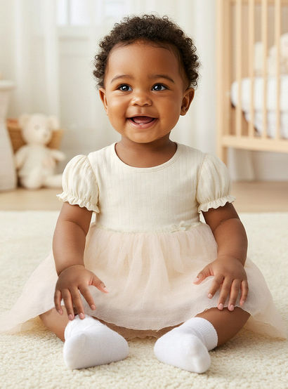Juniors Ribbed A-line Dress with Round Neck and Tulle Skirt Detail-baby-girls-clothing-dressesandjumpsuits-image-6
