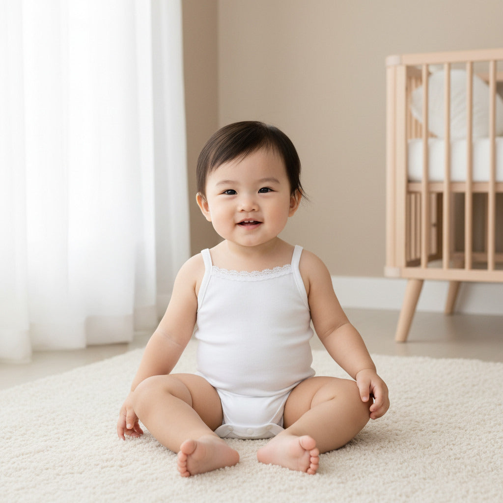 Giggles Solid Sleeveless Bodysuit - White / 12-18 mths