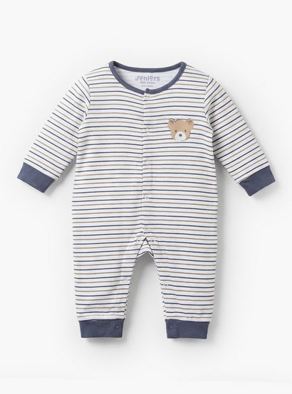Pack of 3 Juniors Cotton Crew Neck Long Sleeves Sleepsuit with Bear Print-baby-boys-clothing-nightwear-sleepsuits-image-2