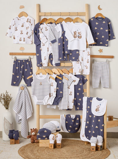 Pack of 3 Juniors Cotton Crew Neck Long Sleeves Sleepsuit with Bear Print-baby-boys-clothing-nightwear-sleepsuits-image-7