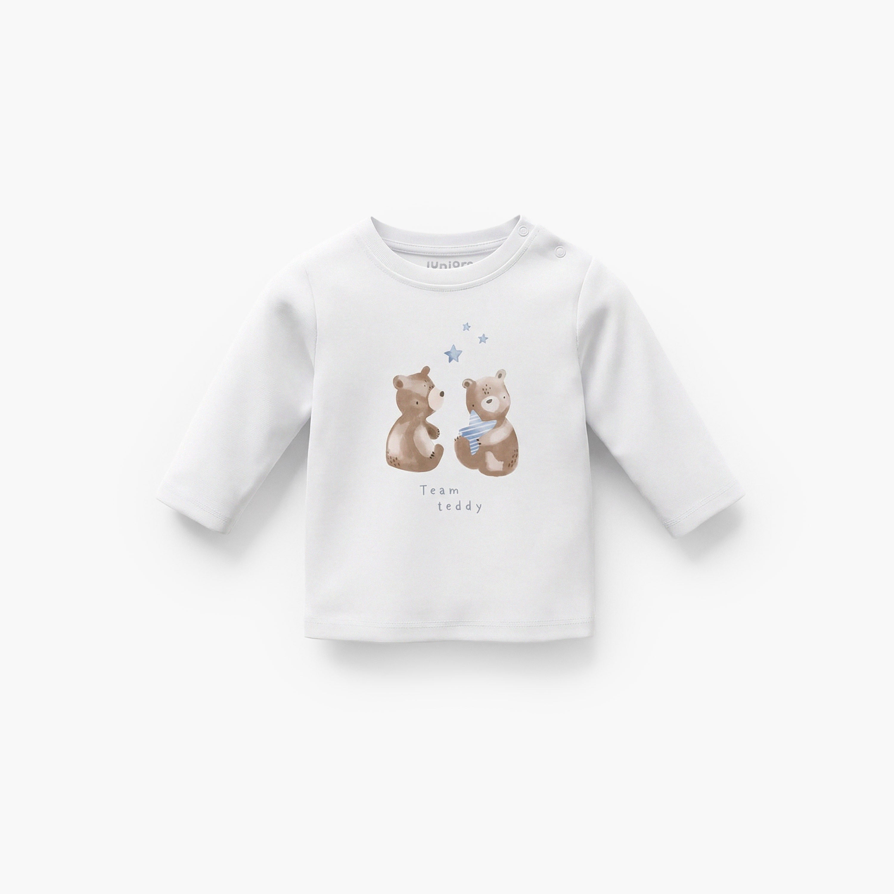 Pack of 3 Juniors Cotton Crew Neck Long Sleeves Pyjama Set with Bear Print