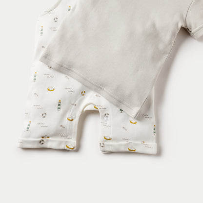 Juniors Solid Short Sleeves T-shirt and Printed Dungaree Set
