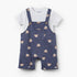Juniors Round Neck Short Sleeves T-shirt and Dungaree Set with Bear Print - Blue / 12-18 mths