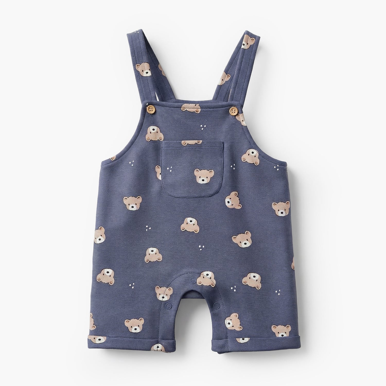 Juniors Round Neck Short Sleeves T-shirt and Dungaree Set with Bear Print