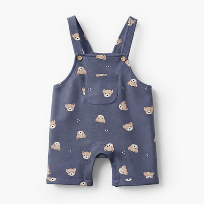 Juniors Round Neck Short Sleeves T-shirt and Dungaree Set with Bear Print