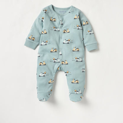 Juniors Printed Sleepsuit with Long Sleeves and Button Closure - Set of 2