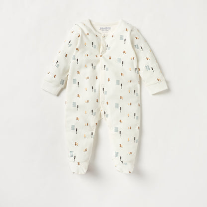 Juniors Printed Sleepsuit with Long Sleeves and Button Closure - Set of 2