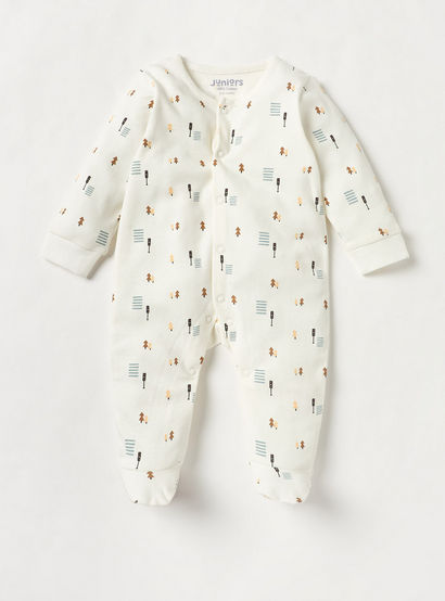 Juniors Printed Sleepsuit with Long Sleeves and Button Closure - Set of 2-baby-boys-clothing-nightwear-sleepsuits-image-3